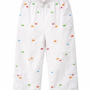 Breckenridge Fish Embroidered Pants Womens 8 White Beach Coastal Y2K